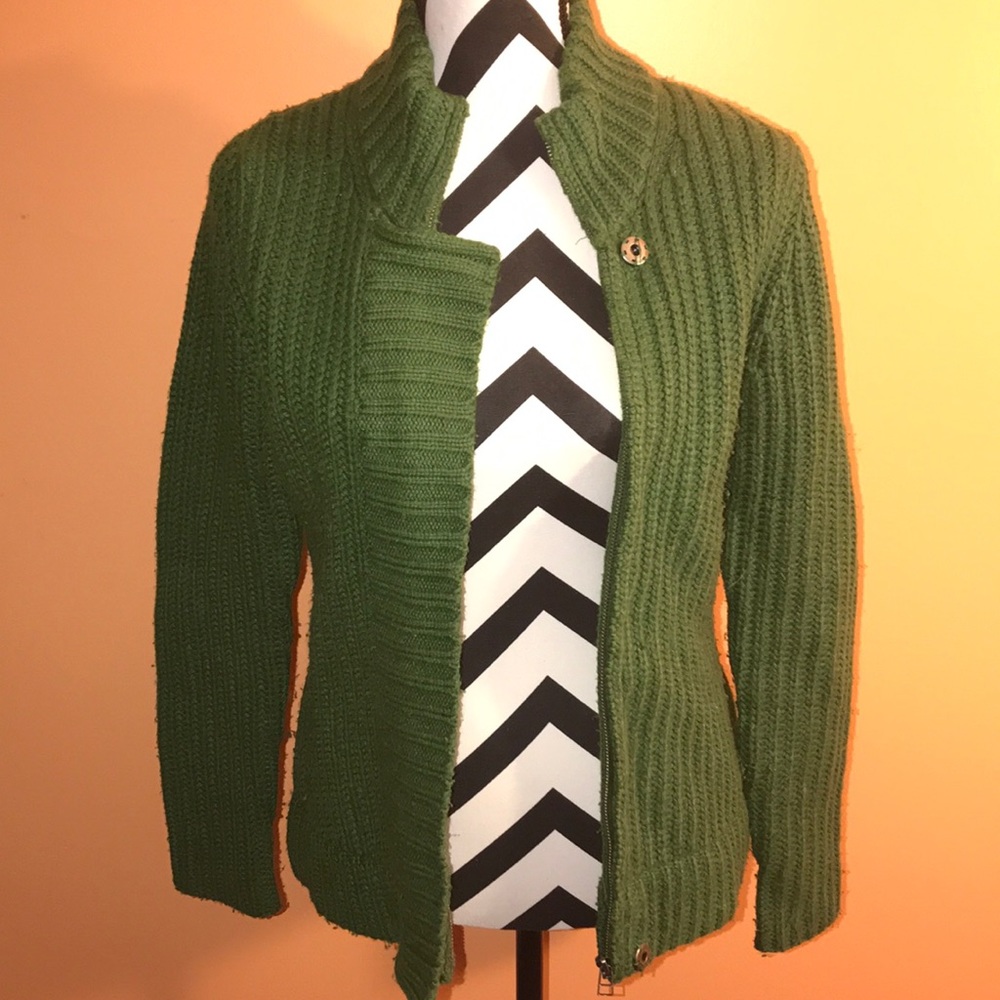 Green Fleece Sweater Jacket/ Cardigan